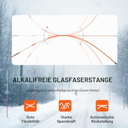 VEVOR 30er-Set Schneestangen 47,8 Zoll (121,5 cm) Auffahrtstangen orange UV-beständige Beschichtung Reflektierende Einfahrtsmarkierung Inkl. 1 Paar Schutzhandschuhe und 1 extralangen Stahlbohrer