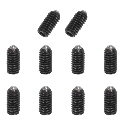 PATIKIL M4x8mm Ball Point Set Screws, 10 Pcs Carbon Steel Hex Socket Spring Plungers Grub Screw for Industrial Machine Home Furniture Workplaces, Black