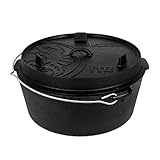 Petromax Feuertopf ft12 - Dutch Oven aus Gusseisen für Kochen und Backen - mit Deckel, Henkel und planem Boden - Gerichte für 14 bis 20 Personen - 10,8 l