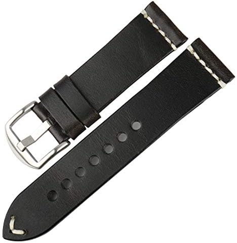 DITOU Watch Band 20mm 22mm 24mm, Vintage Oil Wax Leather (Greasedleather) Watch Strap 6 Colors Available Watchband (Band Width: 20mm, Dark Grey S)