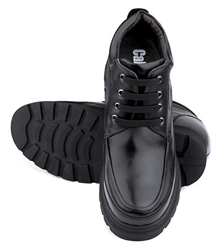 Calden Men's Invisible Height Increasing Elevator Shoes - Black Leather Lace-up High-top Boots with Extra Tall - 5.2 Inches Taller - K511615 - Size 11.5 D(M) US4