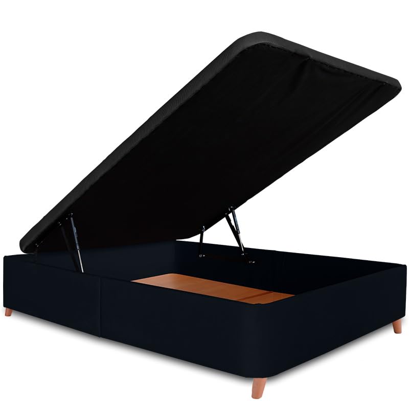 Ventadecolchones - Canapé Abatible Serena con Patas | Tapizado en Terciopelo Negro con Tapa en Tejido 3D Transpirable | 120 x 200 cm