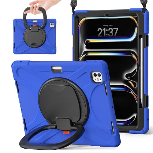 Protection iPad Pro 13 antichoc JZ pour éviter les casses avec sangle bleue