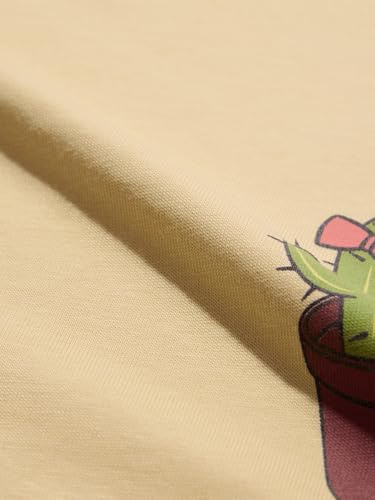 Image of The Souled Store Cactus Women and Girls Short Sleeves Round Neck Yellow Graphic Printed Cotton Relaxed Fit T-Shirts