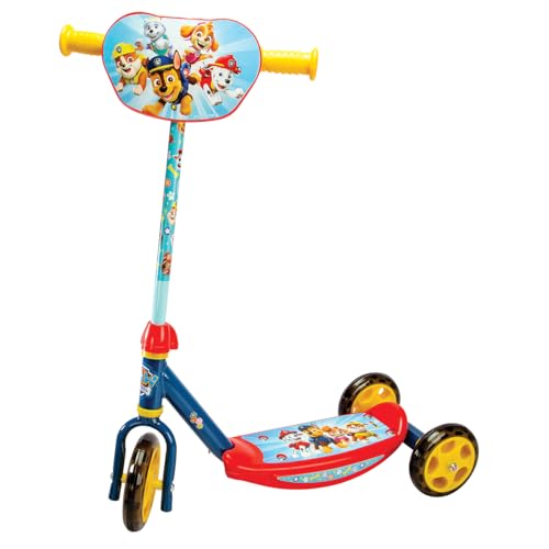 Smoby – Paw Patrol 3-Rad-Scooter – Kinderroller mit höhenverstellbarem Lenker & rutschfestem Trittbrett mit Motiv bis 20 kg, für Kinder ab 3 Jahren