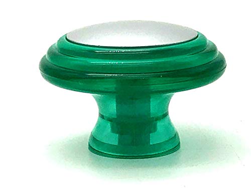 6 x Emerald Green knobs 37mm Chrome Centre Cupboard Cabinet Drawer knob Handles