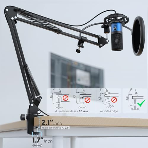 Image of FIFINE T669 Blue USB PC Microphone Kit for Recording Podcasting | Computer Condenser Cardioid Mic, Gain Knob, Arm Stand, Mac Windows PS4 /PS5, Streaming, Gaming, Video, Home Studio