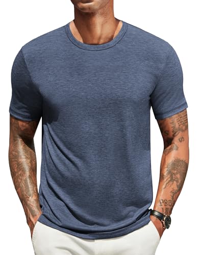 COOFANDY Tshirt Herren Leicht Sommer T Shirt Rundhals T-Shirt Unterhemd Kurzarm Shirt Männer Sommer Basic Tops Einfarbig Tshirt Unterzieh T Shirt Marineblau XL