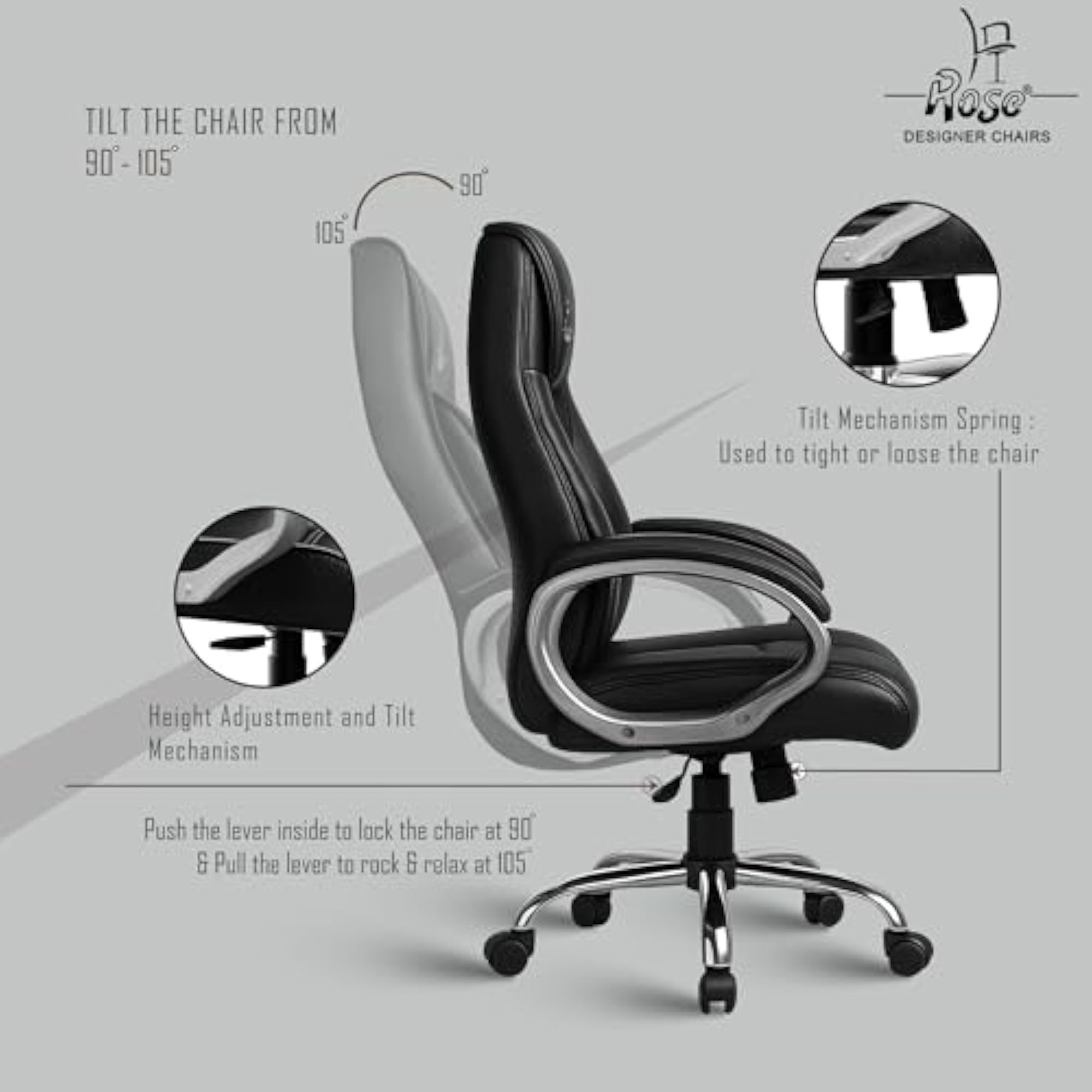 Comfortable High Back Leatherette Office Chair with Cushion & Armrest