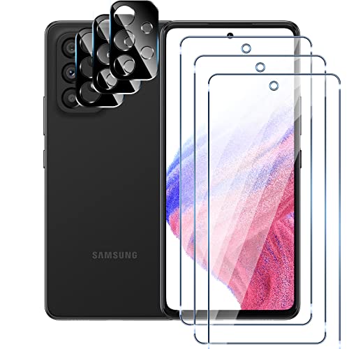 Kokio 3 Pièces Verre Trempé pour Samsung Galaxy A53 5G avec 3 Pièces Caméra Arrière Protecteur,0,33mm 9H Dureté,Anti-Rayures,Ultra-HD Films de écran Vitre Protection