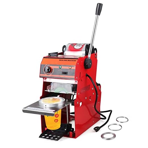 ICZW Cup Sealing Machine Semi Automatic Cup Sealer Machine for for Height 18cm φ95/90/76/75mm Bubble Milk Tea Cup Red 110V