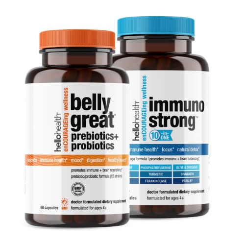 The Power Couple Herbal Supplements Duo Belly Great Prebiotics And Probiotics For Gut Health + Immunostrong 10-In-1 Daily Immune Support Supplement + Soothing Antioxidant Turmeric, Omega 3, Vitamin D3 #TOP19