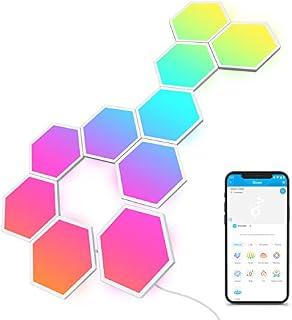 Govee Glide Hexa Light Panels, Smart Hexagon LED Wall Lights, Wi-Fi RGBIC Music Sync Lights Work with Alexa & Google Assistant for Living Room 10 Packs