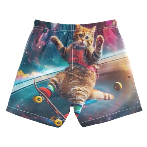 Boys Swim Trunks Funny Astronaut Cats Galaxy Toddler Swim Shorts Little Boys Board Shorts2