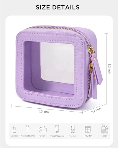 Image of LETGO Clear Makeup Bags, TSA Approved Toiletry Bag with Zipper, Mini Clear Makeup Organizer Fit Carry-on Travel Essentials,Clear Cosmetic Bags for Women Men (0-Mini-Purple)
