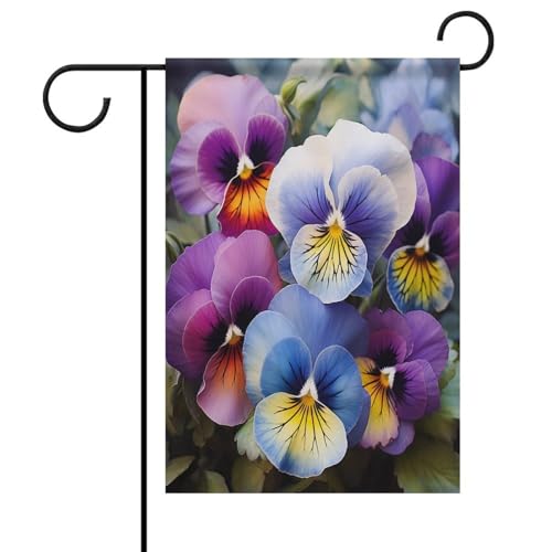 Vertikale Hofflagge, Stiefmütterchen, Perfektion, bedruckte Gartenflagge, doppelseitig, für draußen, Willkommensflagge, Polyester, Hof, Outdoor-Dekoration