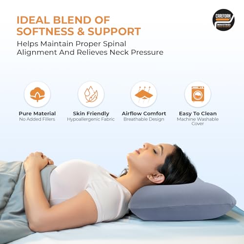 Image of CareFoam Cooling Memory Foam Pillow - Feels Cool on Touch | Nylon Spandex Cold Fabric Cover | Orthopedic Cervical Neck Pain Relief Pillow for Back, Side & Stomach Sleepers
