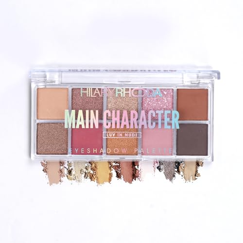 Hilary Rhoda Main Character Eyeshadow Palette | Highly Pigmented & Blendable | Matte & Shimmer Finish | Smudge Free & Long Wearing | No Fallout & Multicolor Eyeshadow – 11g (Luv In Nude – Shade 02)