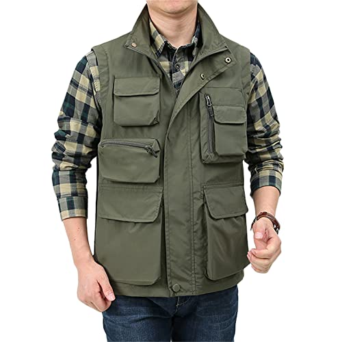 Andongnywell Men's Multifunctional Waterproof Outdoor Work Safari Fishing Travel Photo Cargo Vest Jacket Multi Pockets