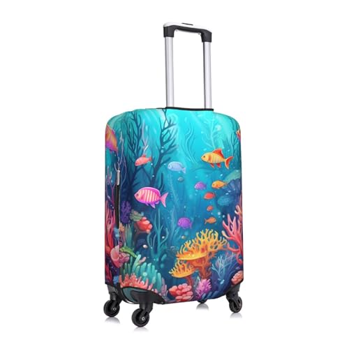 Beautiful Underwater World Travel Luggage Cover for Suitcase Anti-Scratch Fashion Suitcase Protector Washable Elastic Baggage Covers Fits 22-24 Inch Luggage for Travel Beach Holiday2