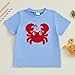 Kids 4th of July Shirt Toddler Little Boys Girls Dog Crab Embroidery Flags Funny Fourth of July Shirts (Crab, 2-3 Years)