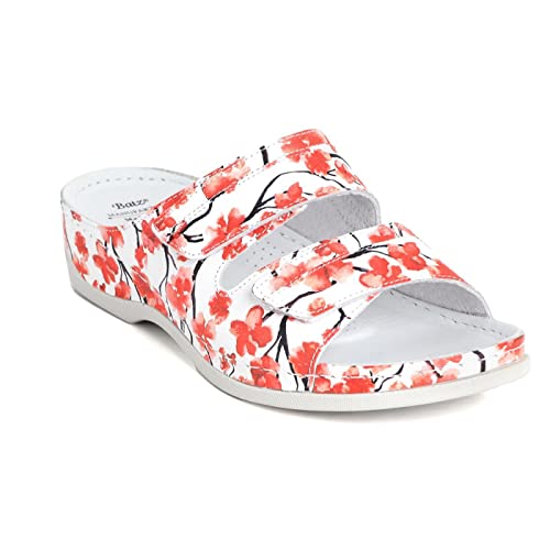 Batz Rea Sandalias Zuecos Mules Zapatillas Zapatos de Cuero, Mujer, Cereza, EU 40