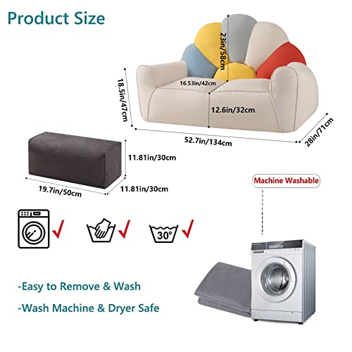 Hwoek Extra Large Bean Bag Chair Cover For Adults, Kids, Teens, Petal-Shaped Bean Bag Sofa Cover Only Without Filling- Memory Foam&Stuffed Animal Storage,Colorful #TOP4