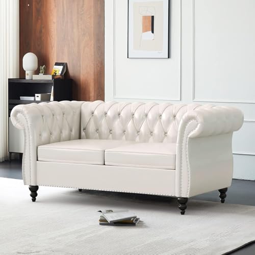 Image of WOODEN WORLD Modern & Classic Leather Sofa Set - Luxurious Comfort, Stylish Design, and Durable Build (White, 3+2 Seater)