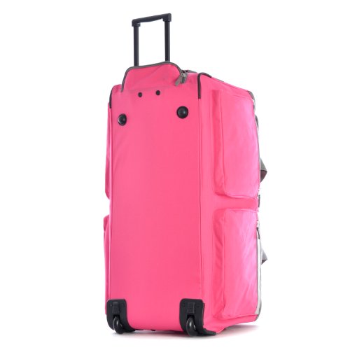 Olympia 8 Pocket Rolling Duffel Bag, Hot Pink, 33 inch
