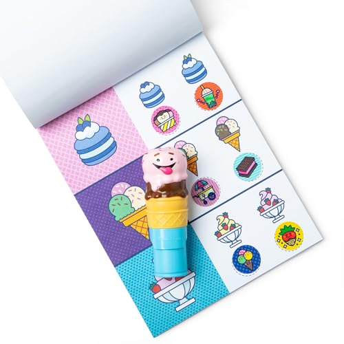 Image of Melissa & Doug Sticker Wow! Ice Cream Bundle: 24-Page Activity Book, Refillable Sticker Stamper, Mini Pad, 500 Stickers, Arts and Crafts for Kids Ages 3+