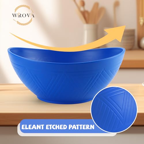 Wrova Wheat Straw Bowls Large Salad Bowls for Eating, Blue Bowls Set of 2 - image 4