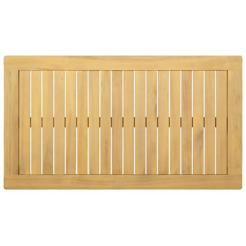 Mesa de centro de acacia para jardín de 90x50x36 cm con estante 5