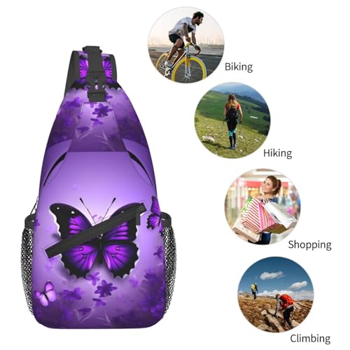 Mochila bandolera negra con estampado de mariposas miniatura 6