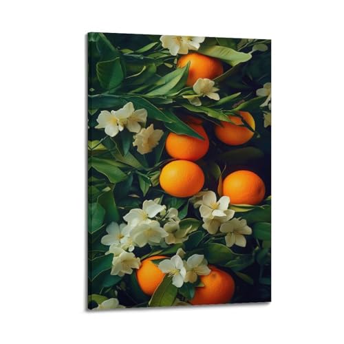 Poster mural moderne fleurs d'oranger 50x75cm pour salon