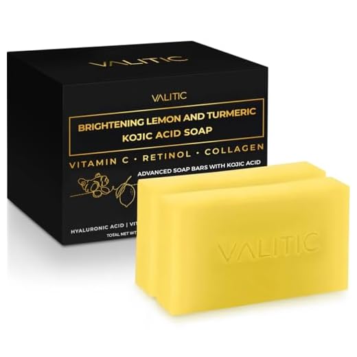 VALITIC Brightening Lemon & Turmeric Kojic Acid Soap with Vitamin C, Retinol, Collagen - Original Japanese Complex Infused with Hyaluronic Acid, Vitamin E, Shea Butter, Castile Olive Oil (2 Pack)