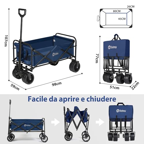 Sekey carrello da Giardino con Freno, Carretto