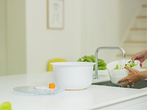 Fiskars Suszarka do sałaty, Functional Form, Średnica: 25 cm, Wysokość: 16,9 cm, Tworzywo sztuczne, Biała/pomarańczowa, 1014433