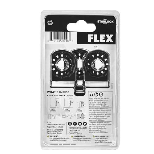 Image of FLEX 3-Piece Oscillating Tool Plunge Cut Set, Cuts Wood, Wood with Nails, Metal, Drywall, PVC - FAM40101-3