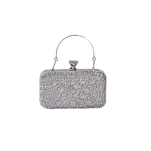 Sac de soirée en strass argenté idéal pour un mariage ou un cocktail élégant