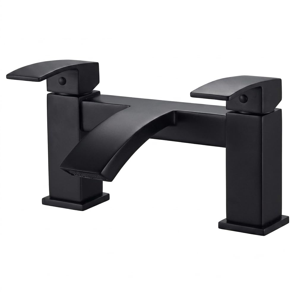 Arko Basin Mixer, Bath Filler, Bath Shower Mixer, Brass Construction, Modern Collection (Black, Bath Tap, Vista)