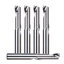 HUHAO Spiral Router Bits Flute Aluminum Cutting 1/4-Inch Shank 5 Pcs Cutting Diameter Solid Carbide CNC Router End Mill for Aluminum Plastic Acrylic PVC MDF Wood Cut