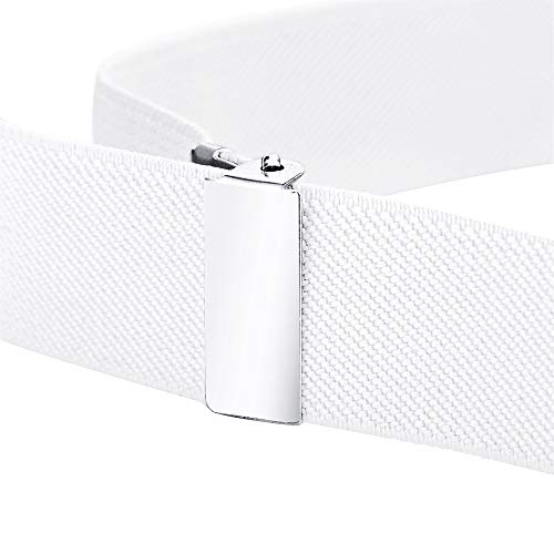 Buyless Fashion Kids Toddlers Baby Adjustable Elastic Stretch Belt with Silver Buckle - 5101-White - Thumbnail 5