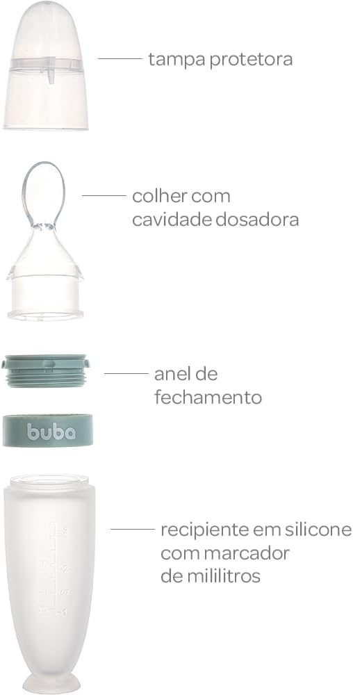 Buba, Colher Dosadora Em Silicone Com Ventosa Verde
