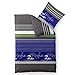 Produktbild CelinaTex Fashion Bettwäsche 135x200 cm 2teilig Baumwolle Mirja Streifen Wörter Grau Blau Weiß