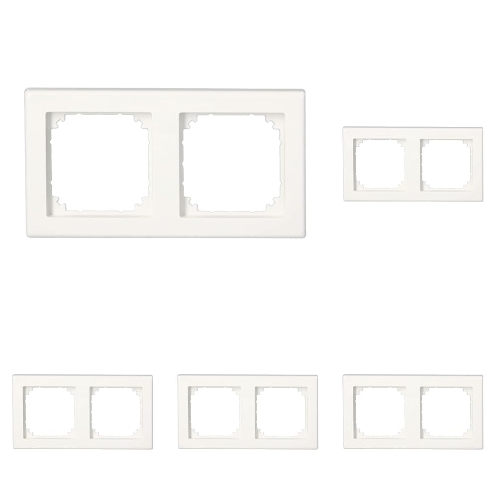 Schneider Electric Merten M-Smart-Rahmen für Steckdosen und Schalter, 2-fach, IP20, polarweiss glänzend, Artikelnummer 478219, 5 Stück