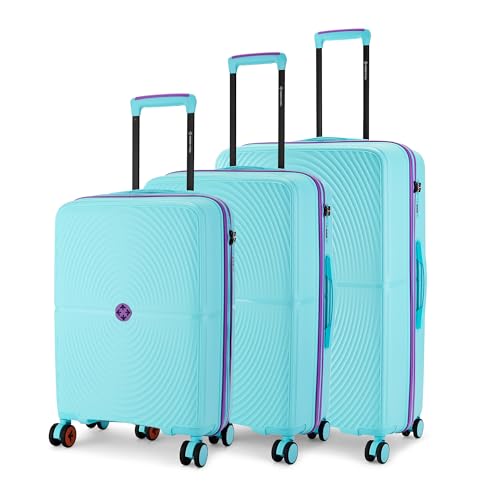 Image of Nasher Miles Bali Hard-Sided Polypropylene Luggage Set of 3 | 55cm, 65cm & 75cm | 8 Wheels Small, Medium & Large Trolley Bag for Travel | Suitcase (Light Blue)
