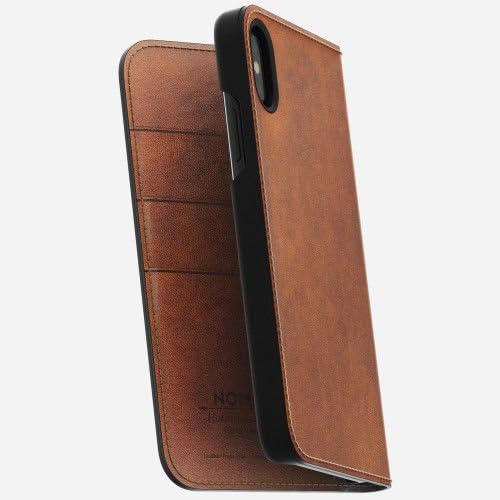 Nomad Case for Apple iPhone X (5.8") Traditional Folio Leather Rustic Brown (3 Credit Card Slots, 1 Cash Pocket)