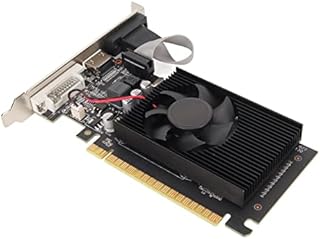 GT610 2 GB DDR3 64-bitowa Karta Graficzna do Gier, Karta Graficzna PCIe 1.1 X16 AMD do Komputerów Stacjonarnych, z Portem HDMI VGA DVI, Szybkim Wentylatorem Chłodzącym,