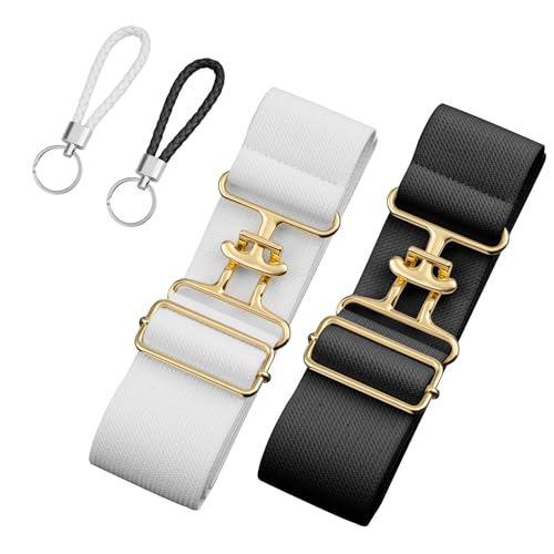 2 Pezzi di Cinture Equestri, Cintura da Equitazione da 3,8cm Cintura da Equitazione Elastica Regolabile con Portachiavi in Pelle Cintura con Morso per Cavallo per Sport Equestri da Donna