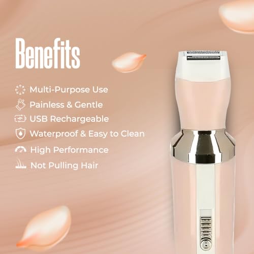 Image of Concepta Hair Removal Machine 4 in 1 | Facial Shaver, Eyebrow Trimmer, Bikini Trimmer & Body Shaver | Hair Removal Machine for Women | Travel-Friendly Grooming Kit (Pink)